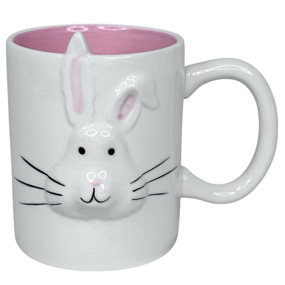 NEW Whimsey Home by Magenta Pink Interior 12 oz Bunny Rabbit Mug